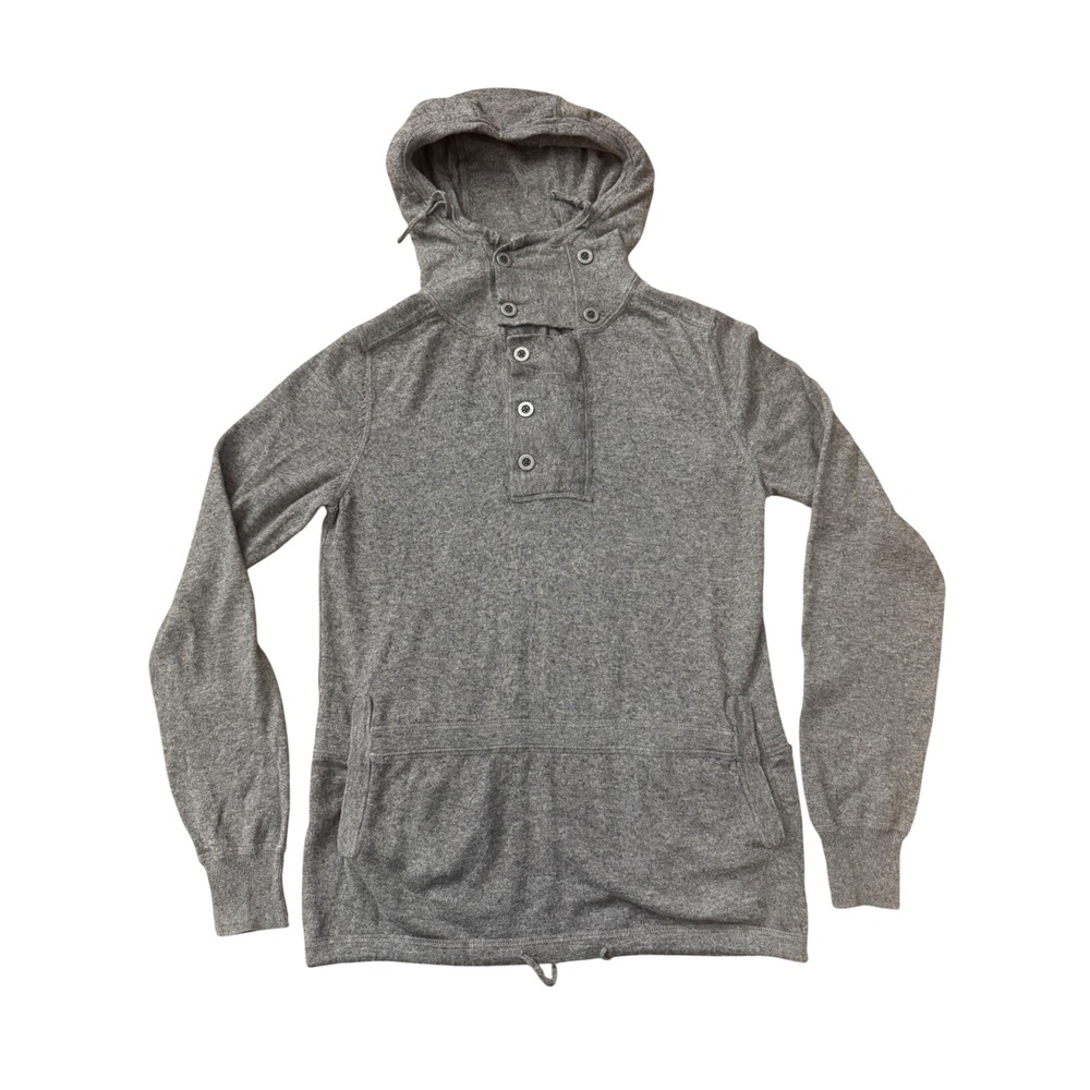 AllSaints Spitalfields Alpha Hoody Grey Cotton Wool Button Neck Hoodie Medium